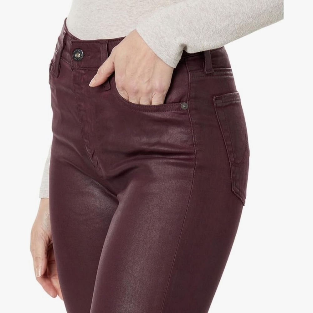 AG Adriano Goldschmied Women's Skinny Jeans in Burgundy - Picture 3 of 8
